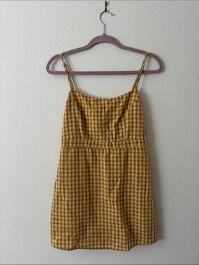 Urban Outfitters Yellow Plaid Mini Dress